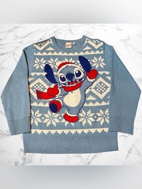 Disney Stitchmas Fair Isle Blue Holiday Sweater size Med